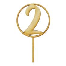 3.5inch Hoop on Stick with Number - 3mm MDF 8.9cm Round Circle Cake Topper