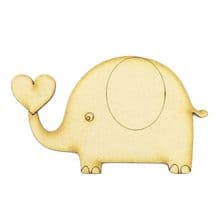 3mm MDF Wood Laser Cut Craft Shapes - Cute Wooden Elephant holding Heart
