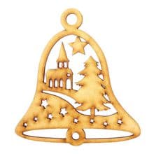 3mm MDF Wooden Christmas Tree Bauble Decoration - Bell
