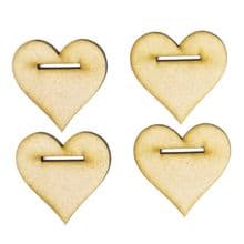 4 x 50mm Hanging Hearts cut from 3mm MDF with 2cm slit hole for ribbon