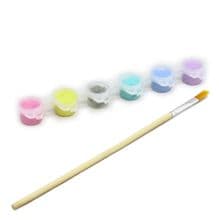 6 x Mini Acrylic Paint Pots with Brushes - Pastel Spring Unicorn Colours