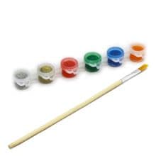 6 x Mini Paint Pots with Brushes - Gold Silver Primary Glitter Colours