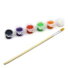 6 x Mini Poster Paint Pots with Brushes - Orange Green Purple Halloween Colours