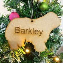 BEARDED COLLIE Wooden Christmas Dog Tree Ornament engraved with your Dog's name