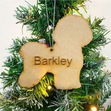 BICHON FRISE Wooden Christmas Dog Tree Ornament engraved with your Dog's name