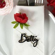 BLACK 30mm Tall Laser Cut Wooden Wedding Place Name Table Setting - Betty