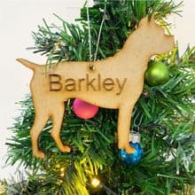 BOXER Wooden Christmas Dog Tree Ornament engraved with your Dog's name