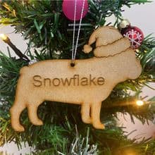 BULLDOG Wooden Christmas Dog Tree Ornament engraved with your Dog's name