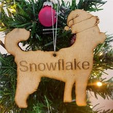 CAVAPOO Wooden Christmas Dog Tree Ornament engraved with your Dog's name