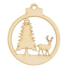 Christmas Bauble Ornament Laser Cut Various Sizes to 8 to 80cm - Stag and Trees