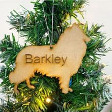 COLLIE Wooden Christmas Dog Tree Ornament engraved with your Dog's name