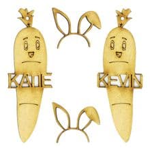 Easter Carrot with additional Bunny Ears 3mm MDF Personalised Name Craft Gift