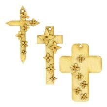 Easter Cross with flowers 3mm MDF hanging Tree decoration scrapbook card craft