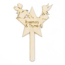 Fairies Plant Marker Stake Stick Personalised Wood Fairy Garden Accessory Gift