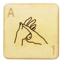 Fingerspelling Scrabble Tiles - 75mm large deaf alphabet tiles 3mm MDF wood