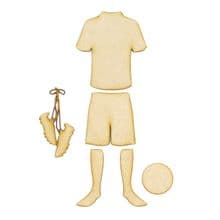 Football Kit - 3mm MDF Shirt Shorts Socks Boots and Ball card book craft topper