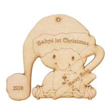 Gingerbread Baby's 1st Christmas Personalised 14.5cm tall Wood X-mas Decoration