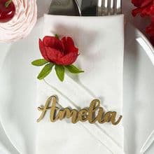 GOLD 30mm Tall Laser Cut Wooden Wedding Place Name Table Setting - Amelia