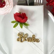 GOLD 30mm Tall Laser Cut Wooden Wedding Place Name Table Setting - Blake