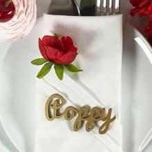 GOLD 30mm Tall Laser Cut Wooden Wedding Place Name Table Setting - Poppy