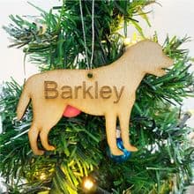LABRADOR Wooden Christmas Dog Tree Ornament engraved with your Dog's name