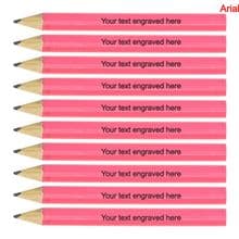 Laser Engraved Pink Wooden Round Mini Golf Pencils