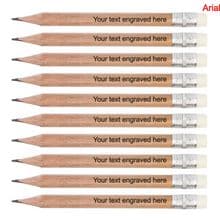Laser Engraved Wooden Round Mini Pencils with Erasers - Promotional, Websites