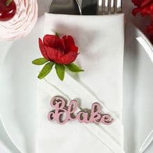 LIGHT PINK 30mm Tall Laser Cut Wooden Wedding Place Name Table Setting - Blake