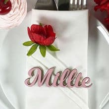 LIGHT PINK 30mm Tall Laser Cut Wooden Wedding Place Name Table Setting-Millie