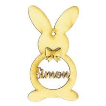MDF Personalise your name Hanging Decoration Easter Rabbit Timberly Bunny & bow