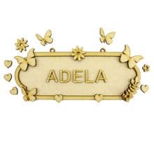 MDF Wood DIY Craft Shapes Room Door Wall YOUR NAME Sign Plaque – Butterfly