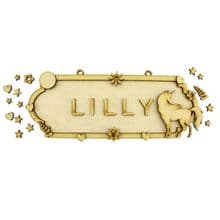 MDF Wood DIY Craft Shapes Room Door Wall YOUR NAME Sign Plaque – Unicorn