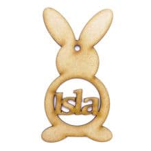 MDF Wood Personalised with your own name Hanging Decoration Easter Bunny Rabbit