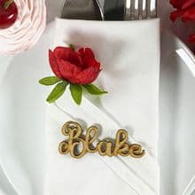 NATURAL 30mm Tall Laser Cut Wooden Wedding Place Name Table Setting - Blake