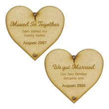 Our Love Story Hanging Hearts Decoration in 3mm MDF or Ply personalised for you