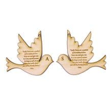 Personalised hanging wooden Anniversary friendship & love verse 2 Turtle Doves