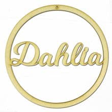 Personalised LV Name Hoop With Hole 3mm MDF Wood Circle Home Nursery Wall Sign