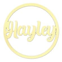 Personalised Name Hoop 3mm Gold MDF Wood Circle Home Nursery Wall Sign Plaque
