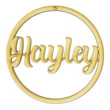 Personalised Name Hoop With Hole 3mm MDF Wood Circle Home Nursery Wall Sign