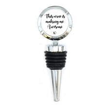 Round Wine Bottle Stopper Just Text Personalised Friend Family Own Message Gift