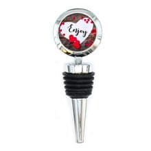 Round Wine Bottle Stopper Love Hearts on Wood with Text Personalised Name Gift