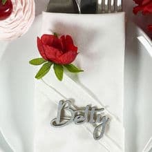 SILVER 30mm Tall Laser Cut Wooden Wedding Place Name Table Setting - Betty