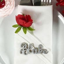 SILVER 30mm Tall Laser Cut Wooden Wedding Place Name Table Setting - Blake