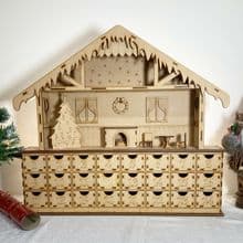 Snowy Cottage Christmas Advent Calendar Laser Cut Wood Self Assembly Kit