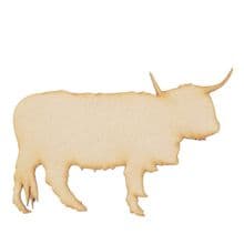 Wooden Highland Cow D2 Shape Craft Embellishments Laser Cut MDF, Pyrography