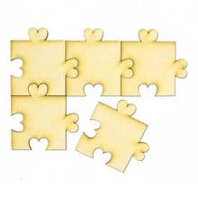 Wooden Jigsaw Heart Puzzle Pieces Laser Cut MDF Craft Blank Shapes