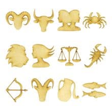 Wooden Laser Cut Craft Blanks Embelishment Topper 3mm MDF Ply - 12 Star Signs