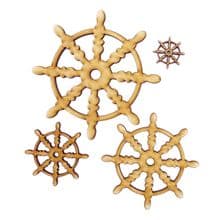 Wooden Laser Cut Craft Blanks Mixed Sizes Natural Gold Silver Black Ships Wheel