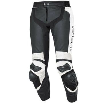 Held Grind Breathable Leather Motorcycle Motorbike Pants - Black White - EU58