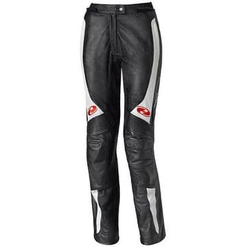 Held Ladies Sarana Leather Motorcycle Motorbike Pants Jeans D3O - Black / White